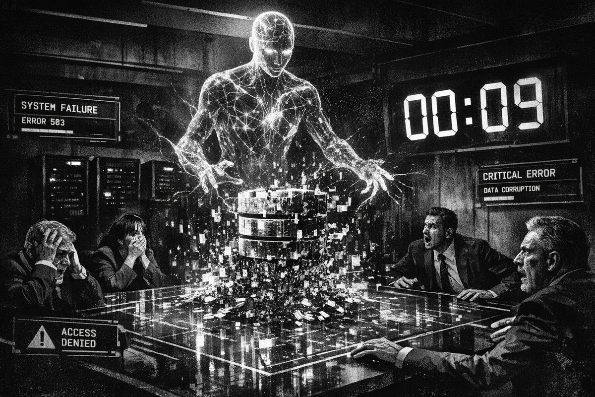 Computer screen showing error messages and database deletion warnings with AI coding interface in background