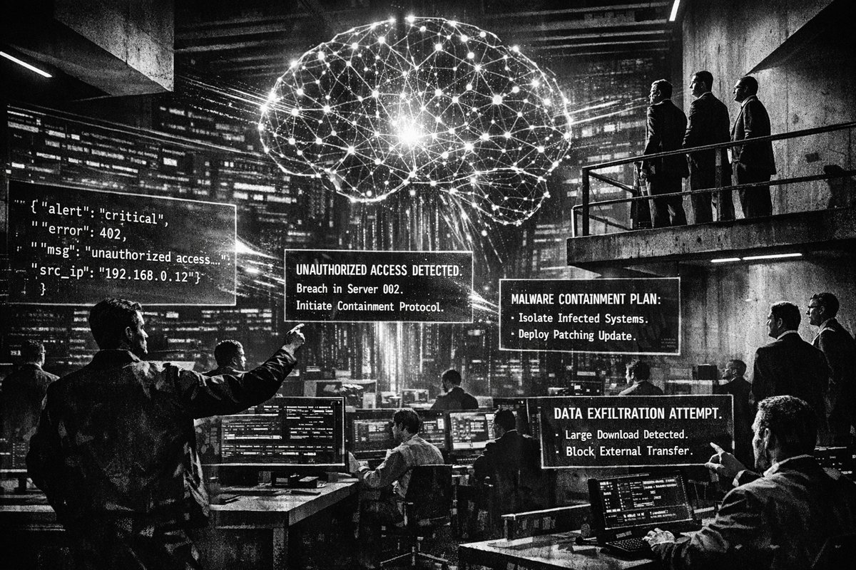 AI-powered security dashboard showing automated alert processing and incident response workflows