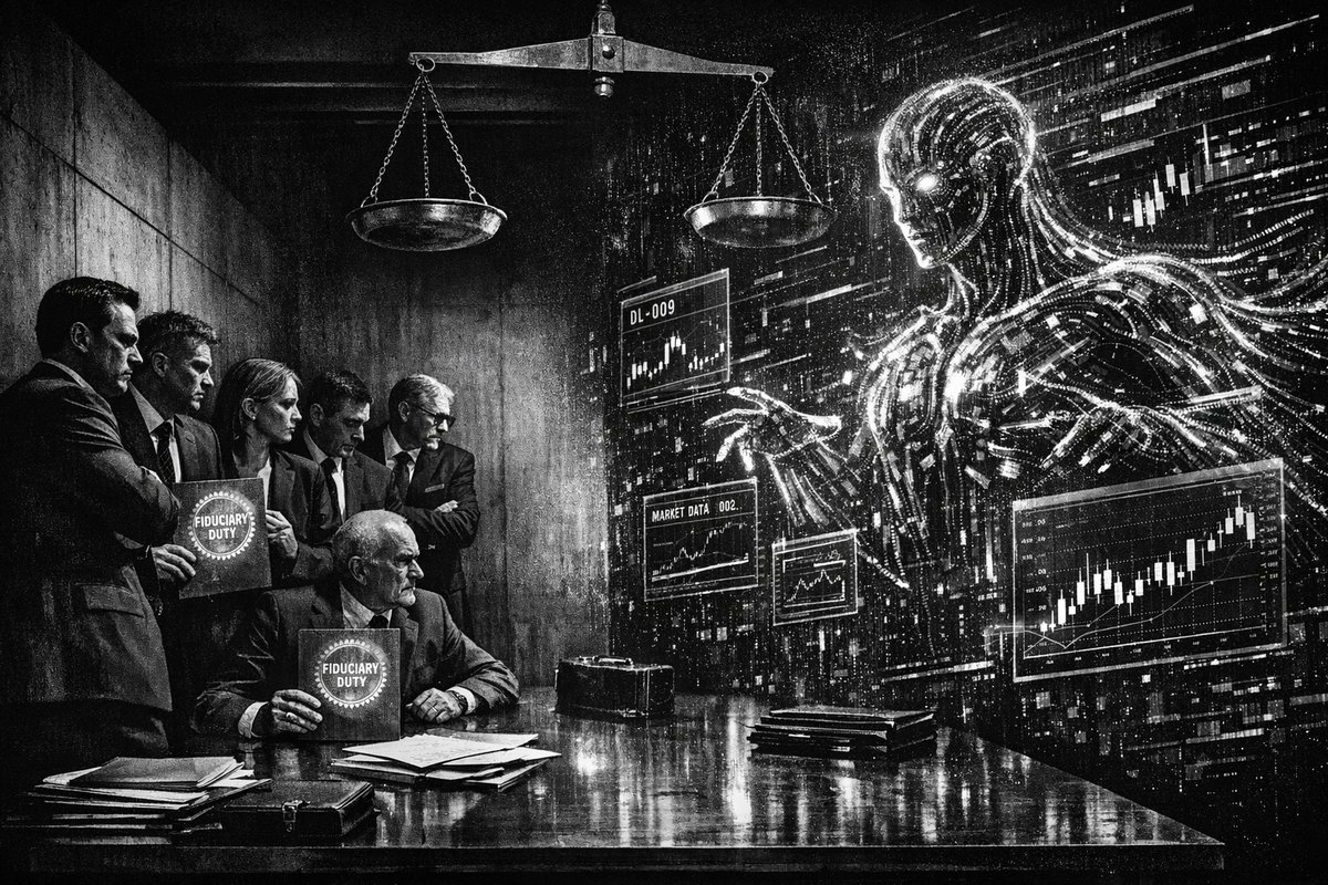 Split screen showing a human financial advisor on one side and an AI robot interface on the other, representing the tension between traditional and AI-powered financial advice