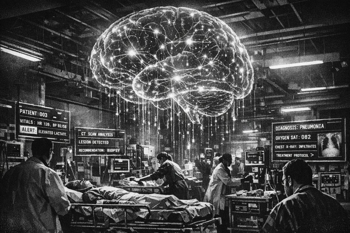 Medical professional using AI-powered diagnostic equipment in a modern healthcare setting with digital displays and advanced technology