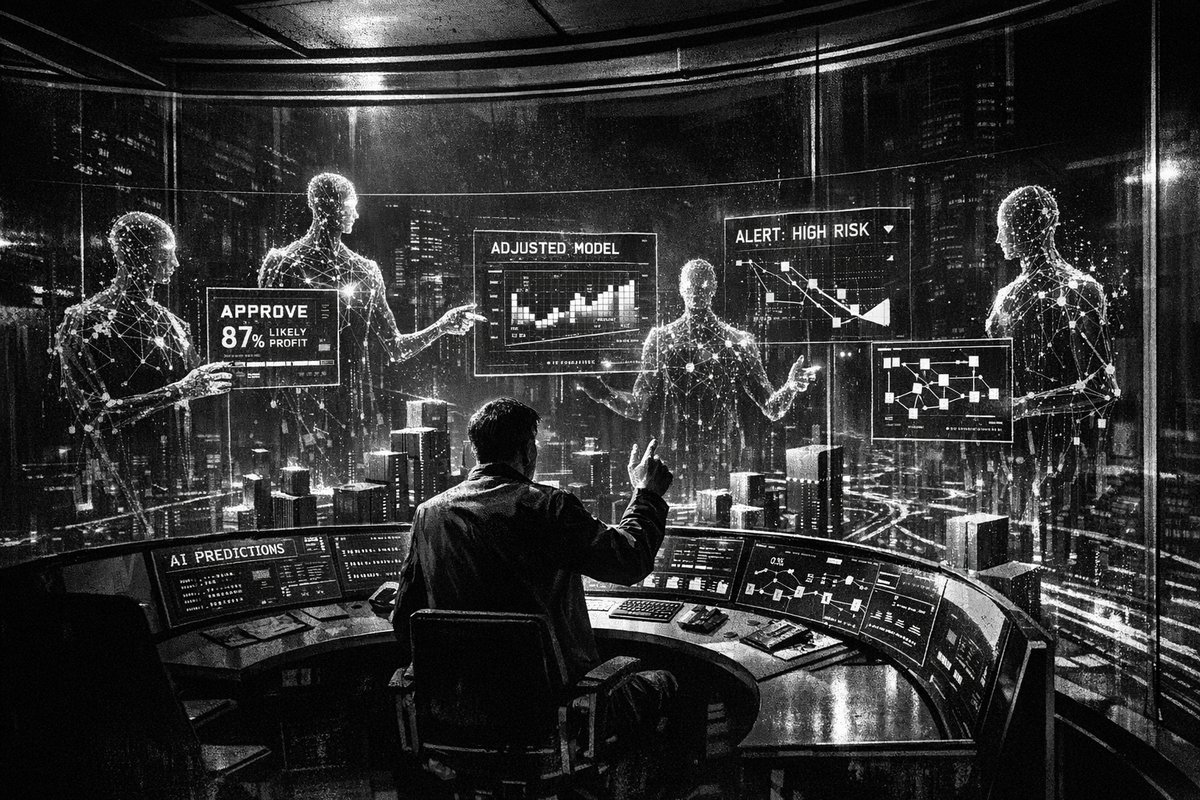 Abstract visualization of AI neural networks integrated with blockchain smart contract code, representing the fusion of artificial intelligence and decentralized automation