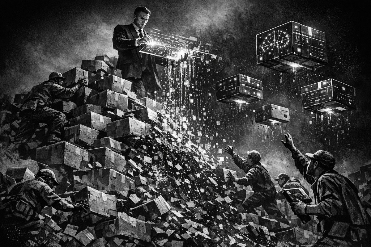 Futuristic smart packaging with AI sensors and digital displays showing real-time product data and connectivity indicators