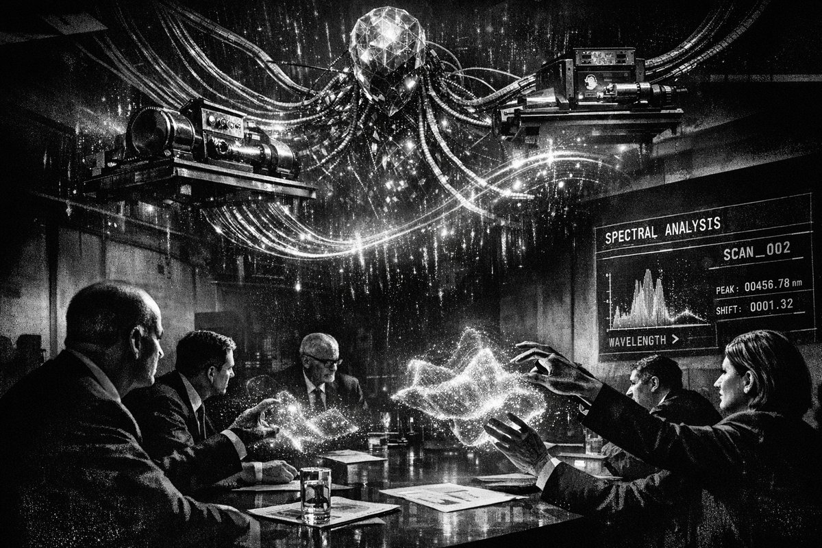 Advanced AI-powered spectroscopy equipment with digital displays showing molecular analysis and spectral data visualization