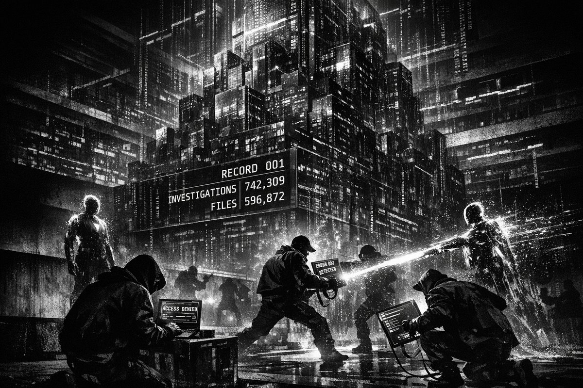 Digital visualization showing AI neural networks analyzing blockchain transactions with crime detection overlays