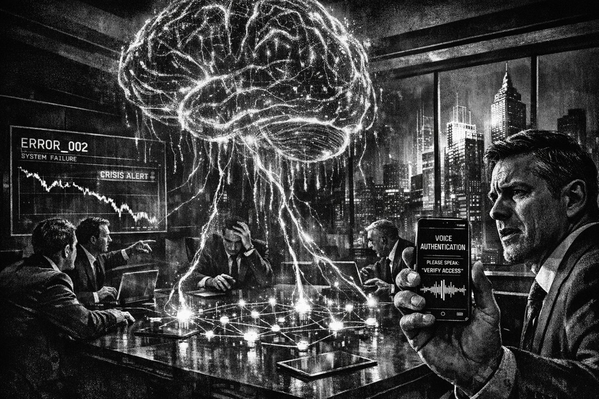 Digital banking security concept showing AI threat vectors attacking financial infrastructure with warning symbols and data streams