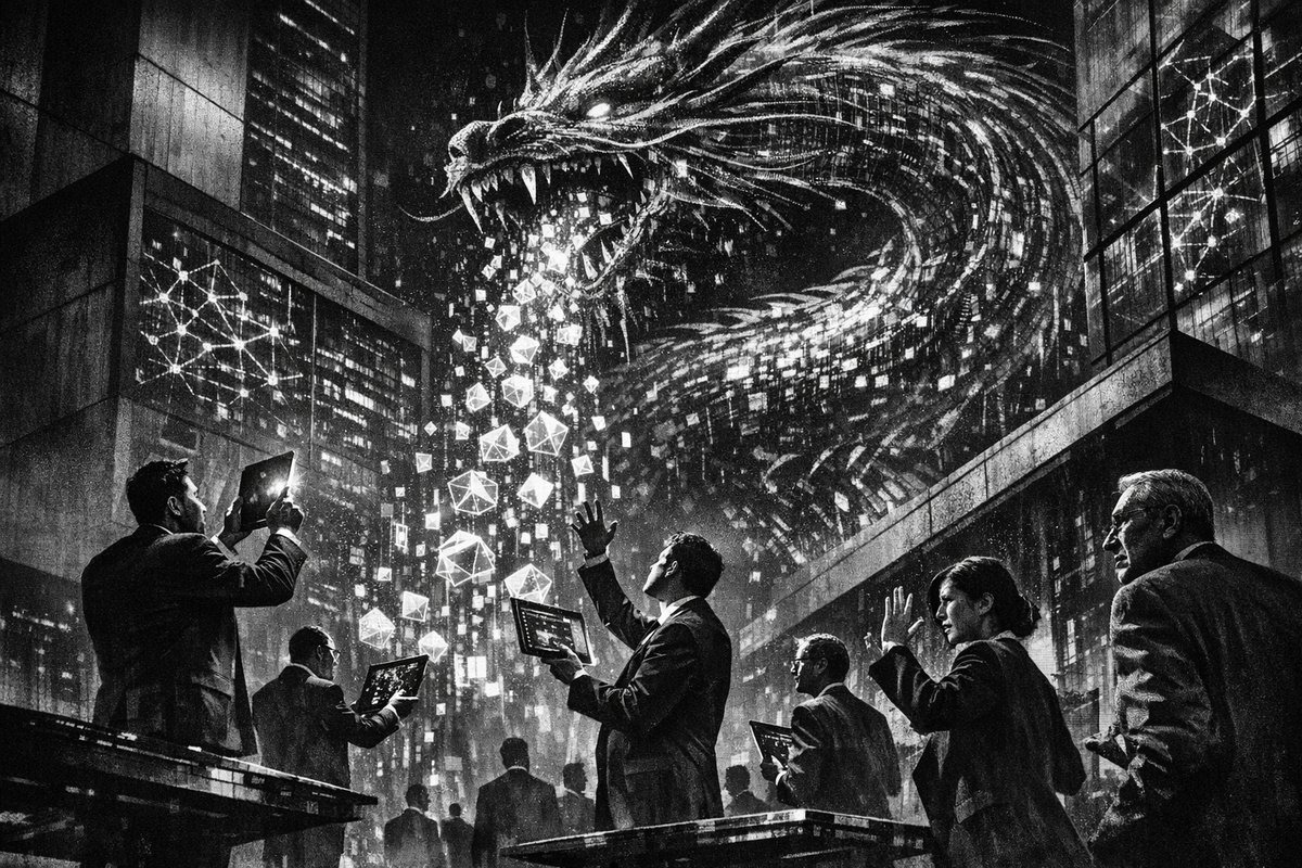 Digital illustration showing AI agents working within enterprise systems with Chinese technology company branding and automation workflows