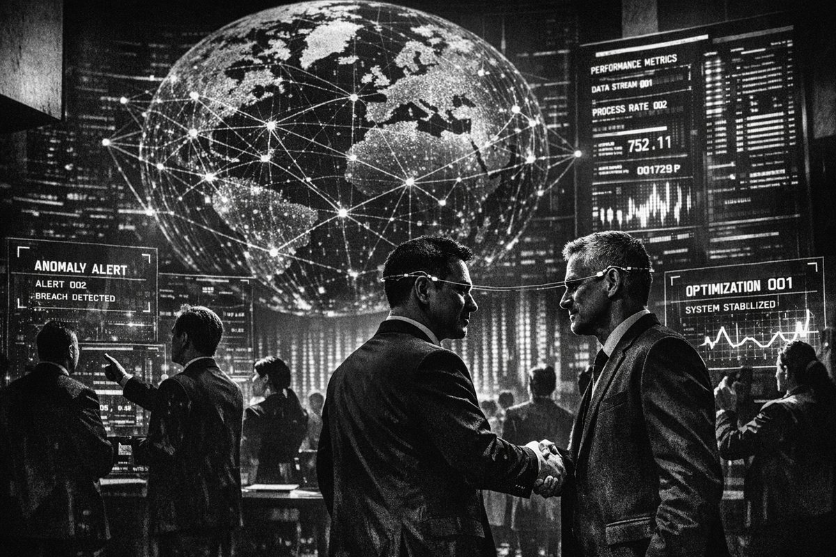 Modern financial data center with servers and monitoring screens displaying real-time system performance metrics