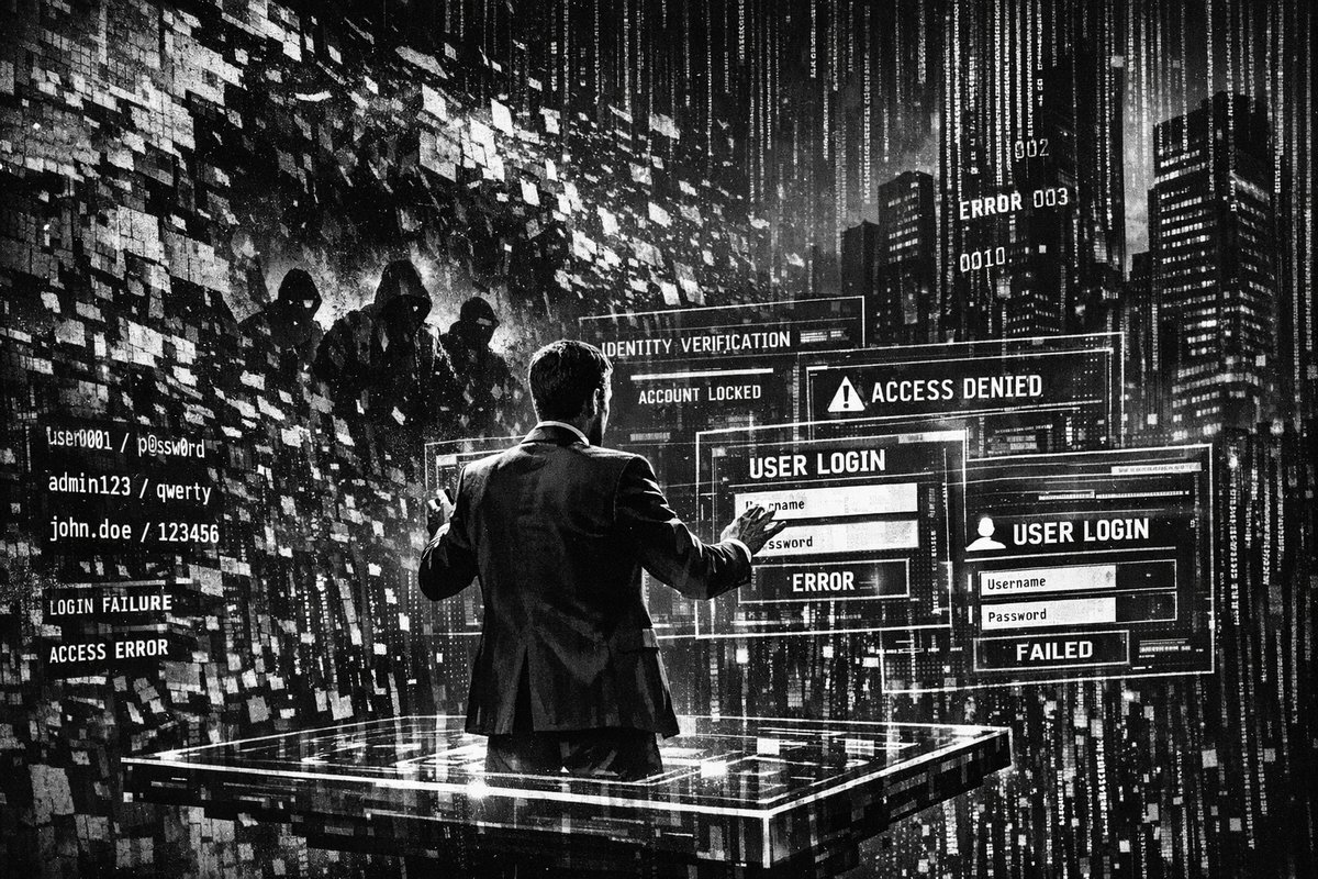 Digital security concept showing interconnected financial systems with identity access management controls and security barriers