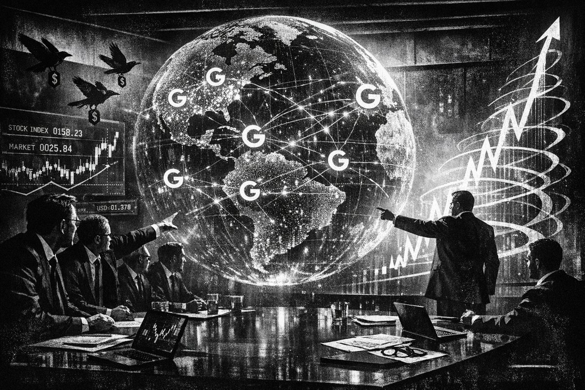 Digital interface showing AI-powered financial charts and data analytics on computer screens with Google Finance branding