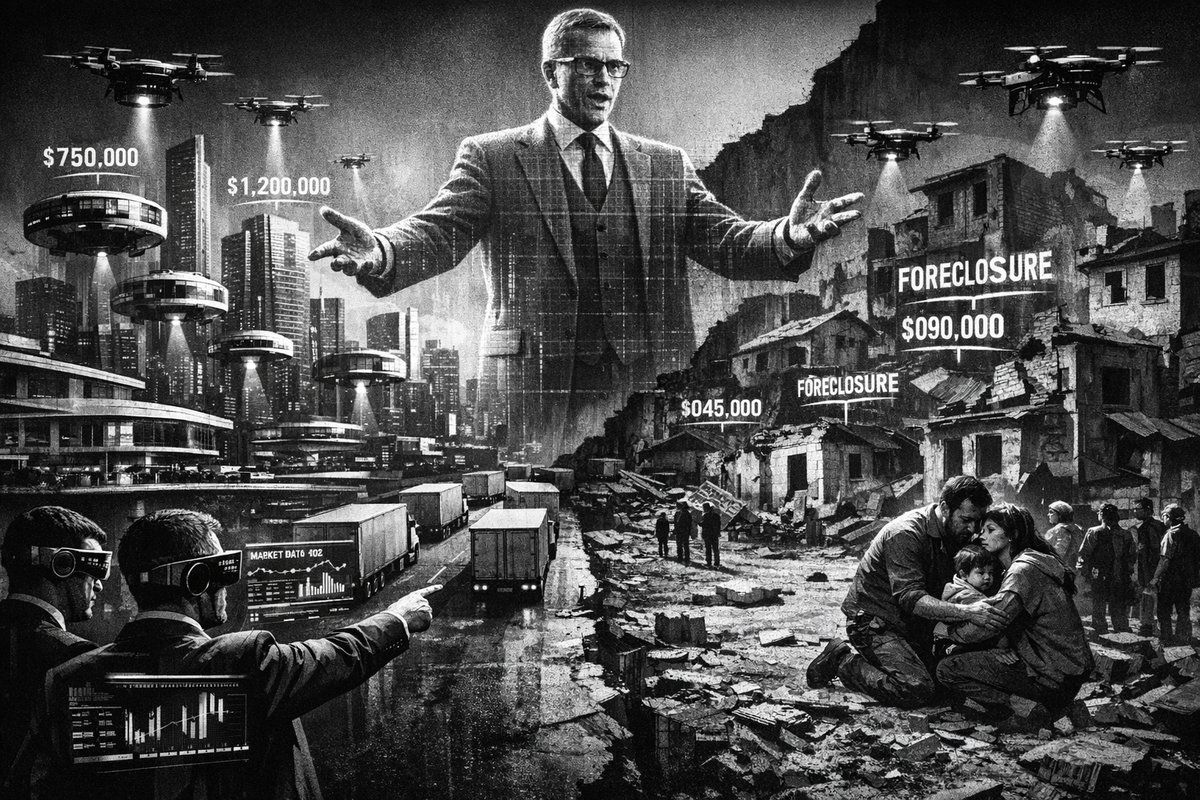 Professional conference room with real estate charts showing declining market trends and concerned industry professionals