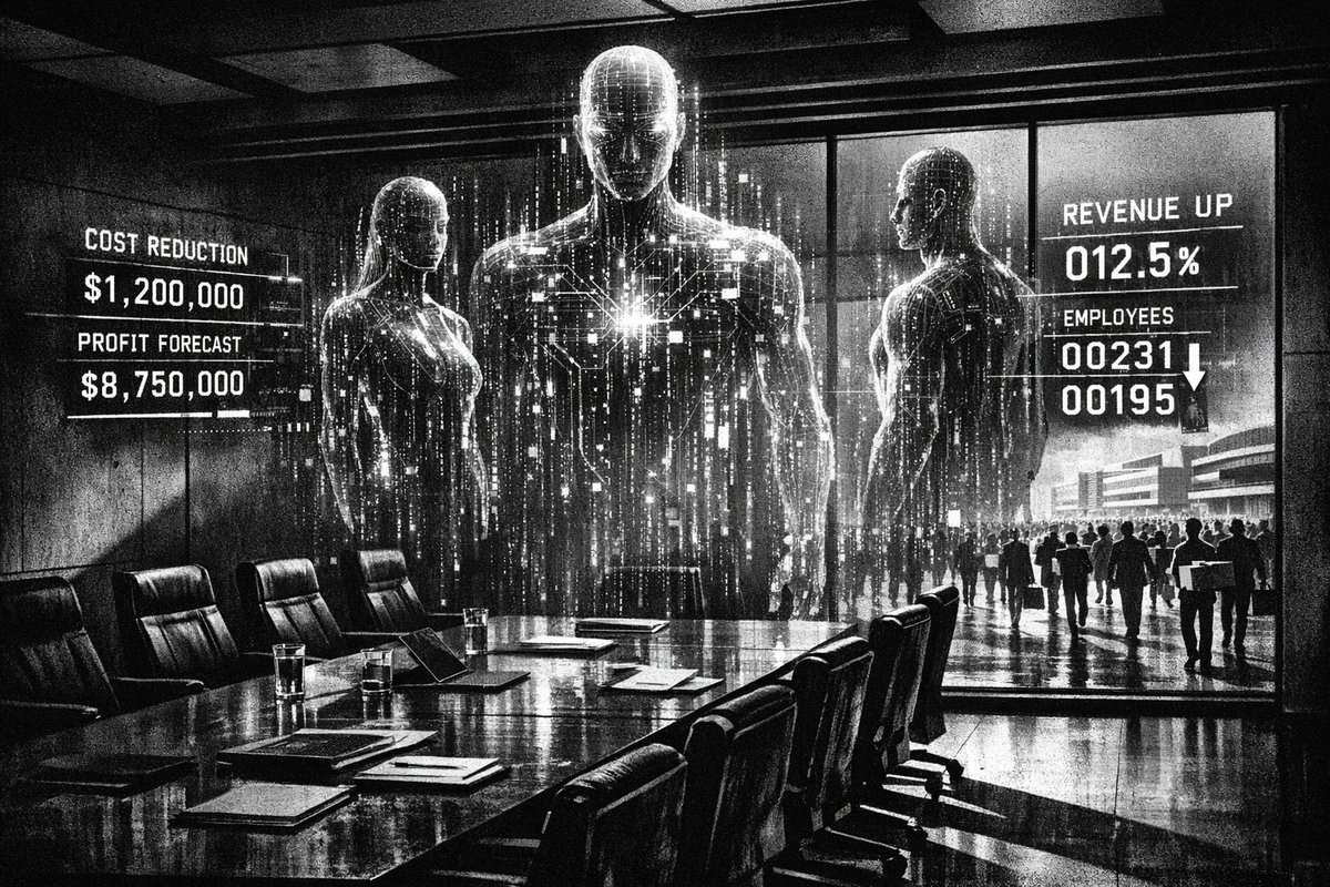 Meta office building with overlaid graphics showing workforce reduction statistics and AI infrastructure costs