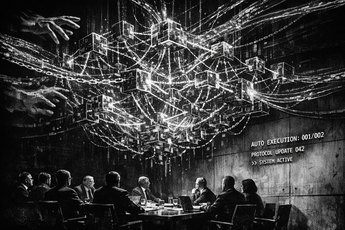 Futuristic digital network with AI nodes and blockchain connections representing Nexchain's Smart Actions technology