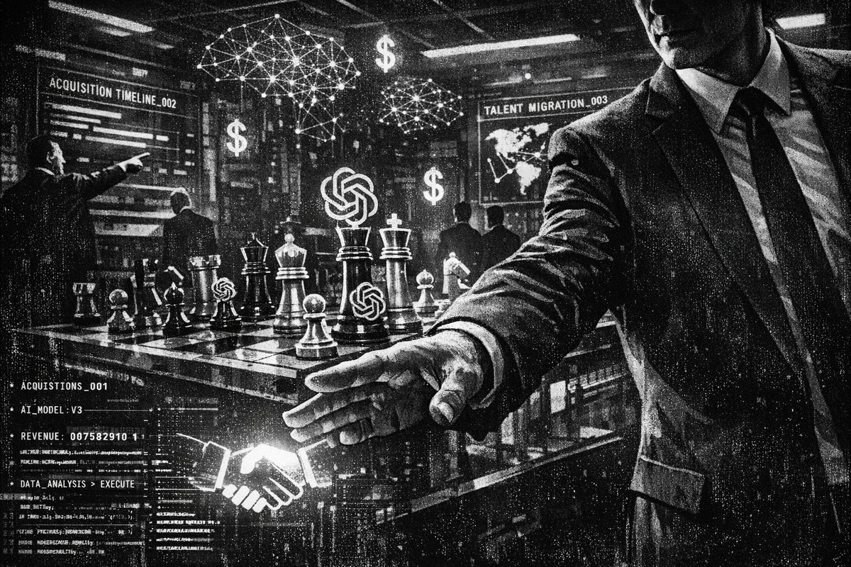 OpenAI logo with financial charts and AI network connections representing the Hiro Finance acquisition