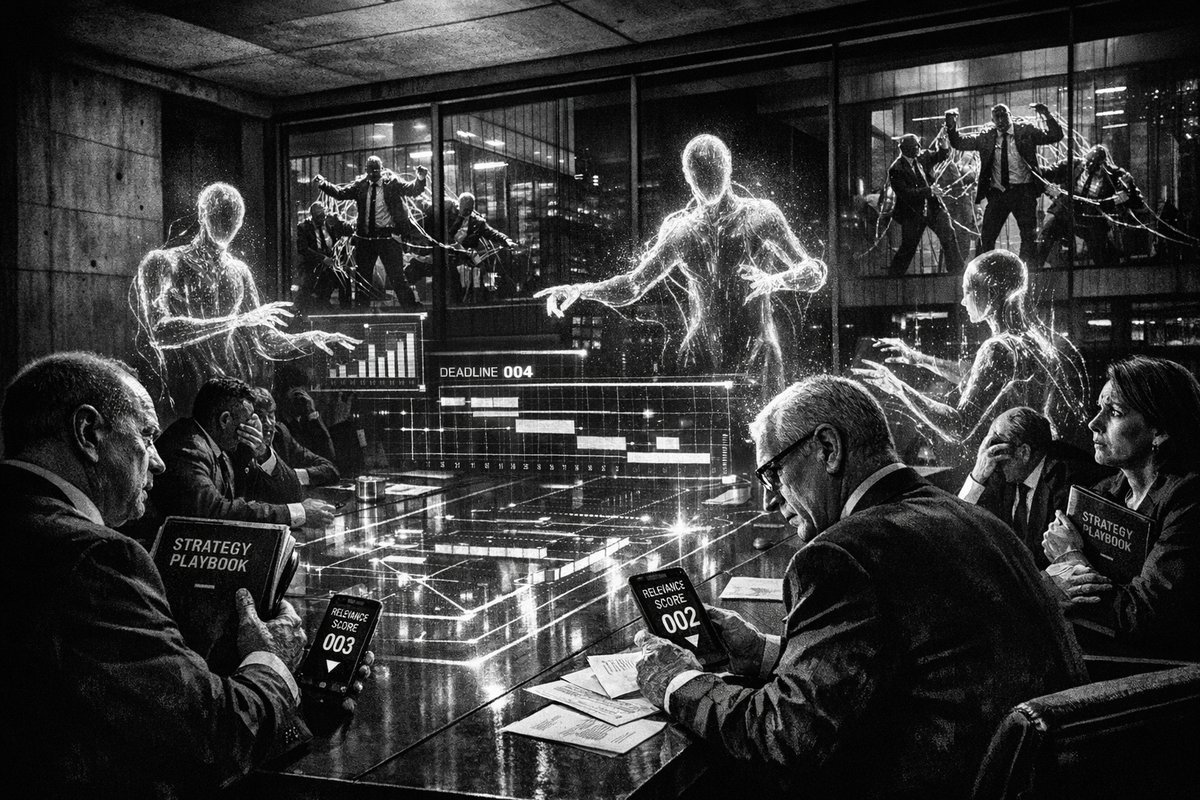 Business manager looking at computer screen with AI interface and organizational charts showing workforce transformation