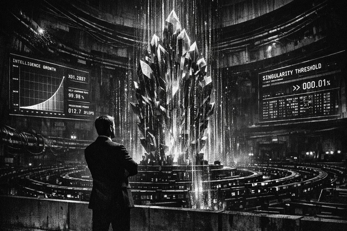 Futuristic visualization of AI compute centers and data processing representing the coming intelligence explosion predicted for 2026