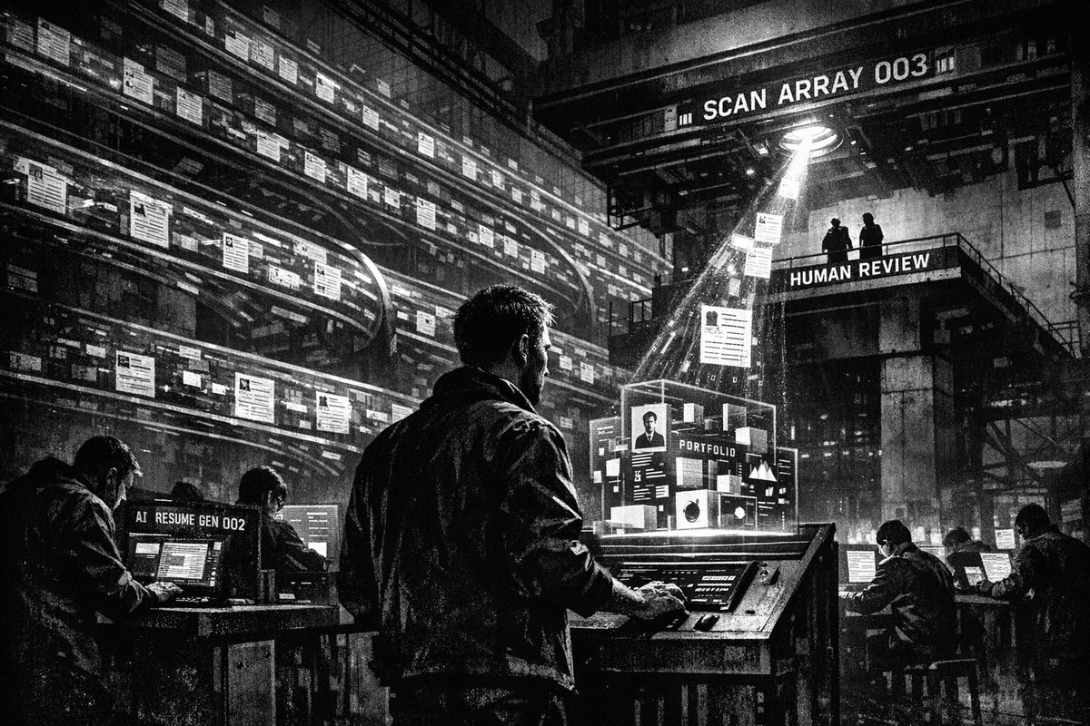 Split screen showing a traditional resume on one side and an AI-generated resume on the other, representing the modern job application landscape