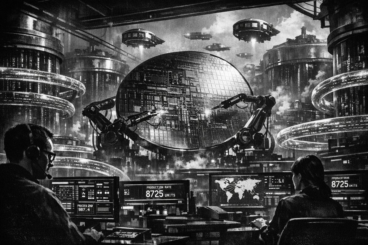 Semiconductor wafer manufacturing facility showing advanced chip production technology