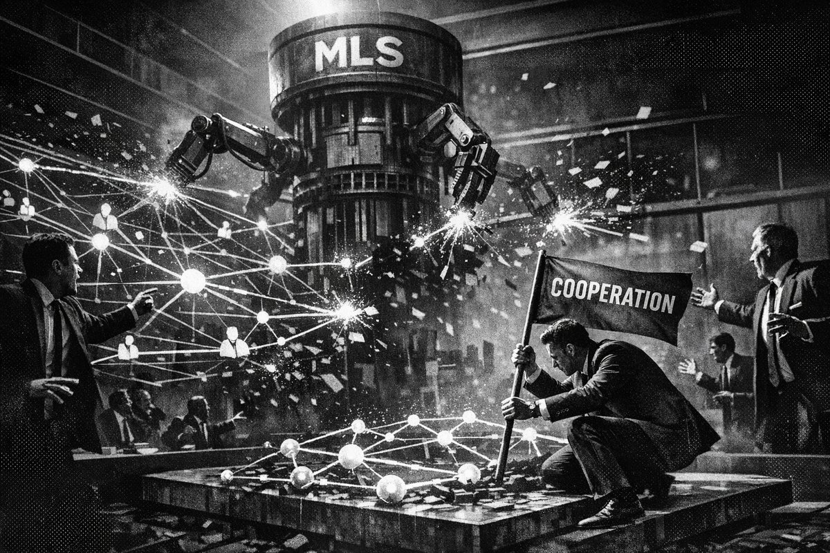 Modern real estate office with digital displays showing property listings and market data, representing the technological evolution of real estate services