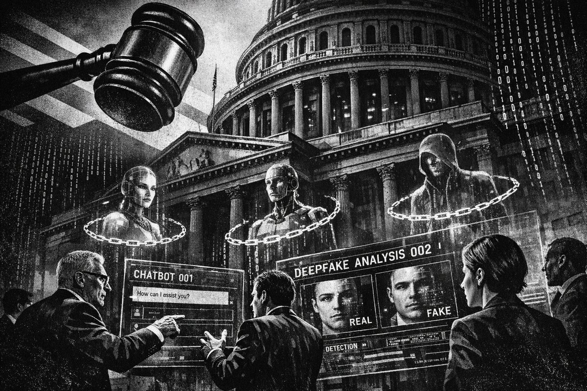 Washington State Capitol building with digital overlay representing AI regulation and technology governance