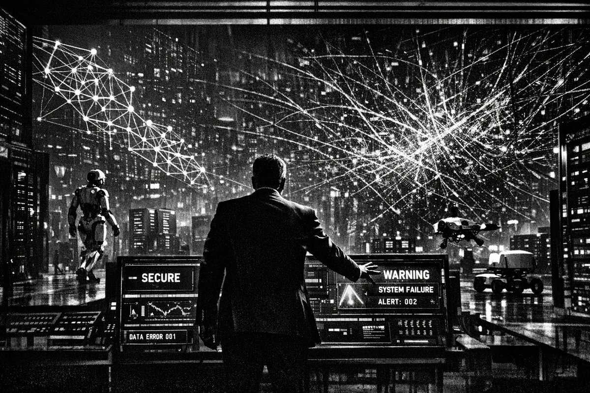 Digital visualization of interconnected AI agents and security networks with governance frameworks overlay