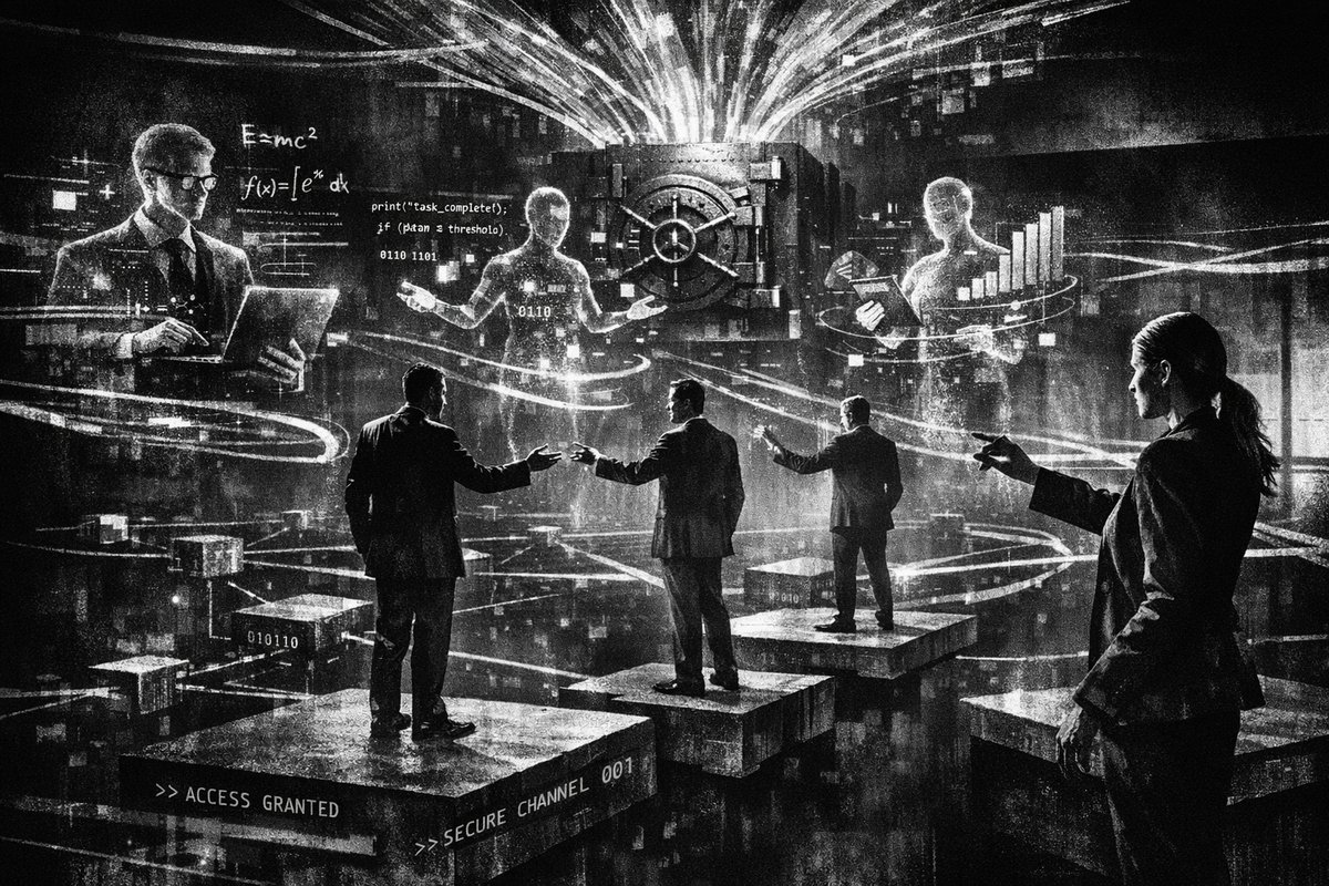 Digital visualization showing interconnected AI models on a blockchain network with glowing nodes representing GPT-5.5, Claude, and other AI systems